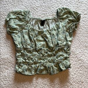 Floral Green Girls Top size small
